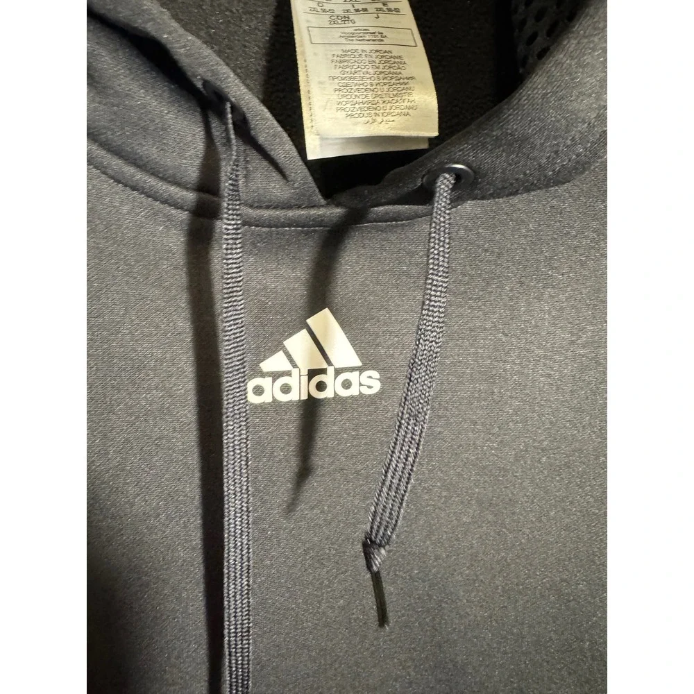 Adidas‎ Mens 3-Stripe Pullover Hoodie Black White Logo Sweatshirt 2XL